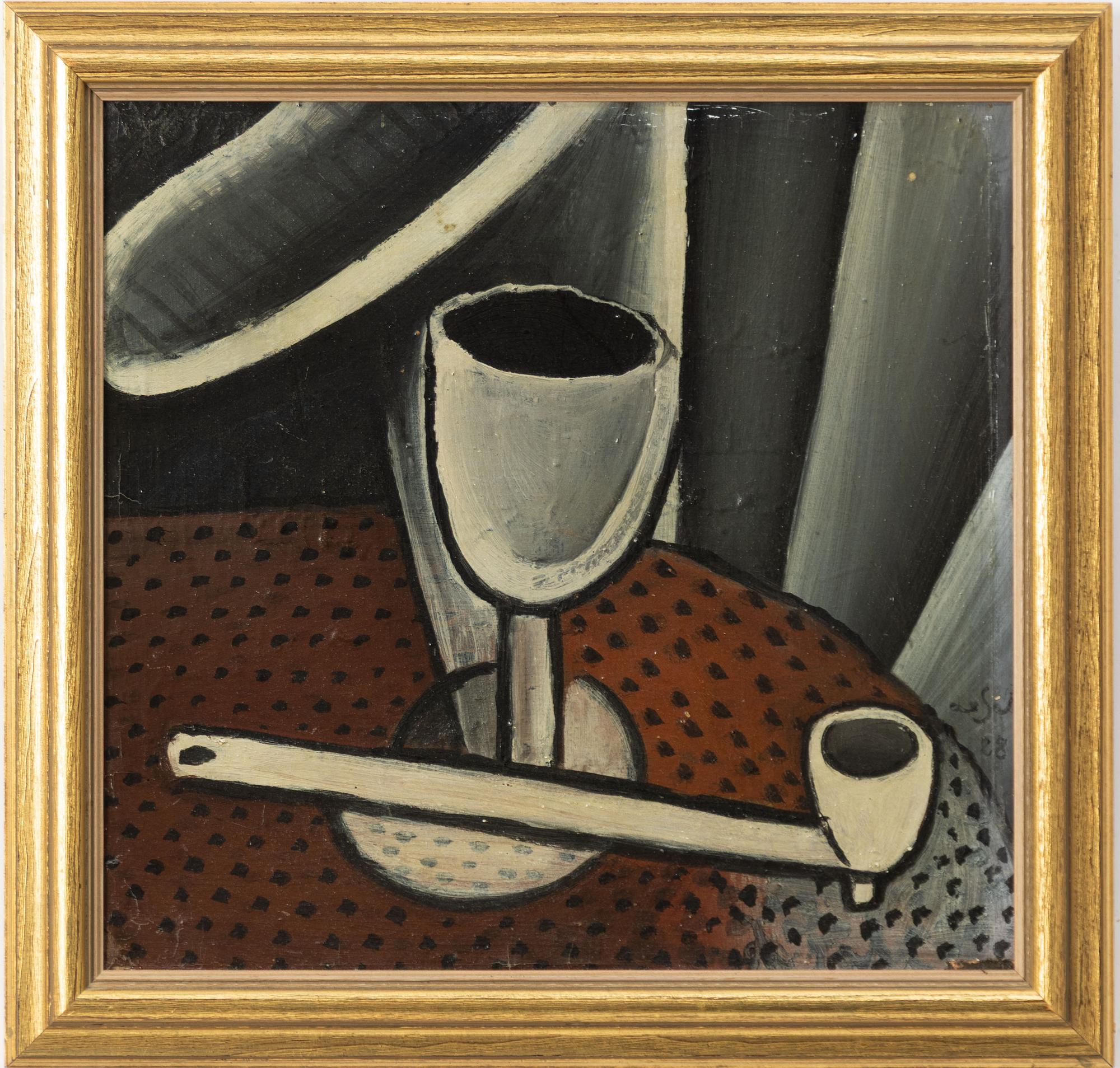 Eugéne de Sala, Still life with wine glass and pipe.