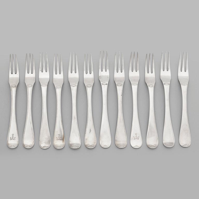 A set of twelve Swedish silver dinner-spoons, mark of Johan Leffler, Falun 1781 and 1794.