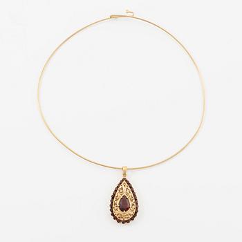 Collier, halsring med hänge, 14K guld, Italien.