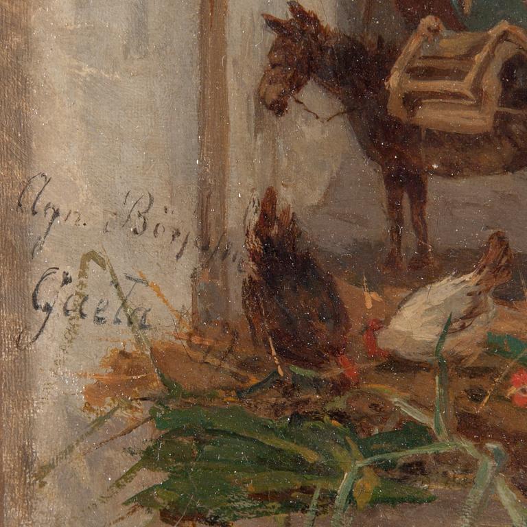 AGNES BÖRJESSON, oil painting on canvas. Signed and dated Gaeta 1877.