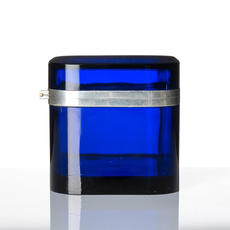 Josef Frank, a pewter mounted blue-tinted glass box, Firma Svenskt Tenn.