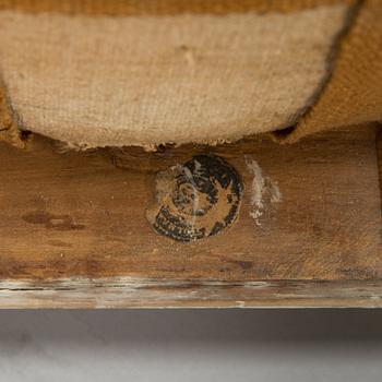 Four late Gustavian Stockholm chairs one signed EÖM  Erik Öhrmark turn of 18th/19th Century.