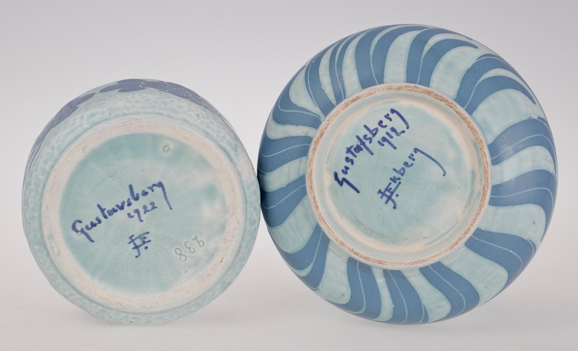 SKÅLAR, 2 st, keramik, sgrafitto, Josef Ekberg Gustavsberg 1912 samt 1922.