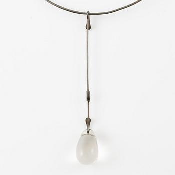Vivianna Torun Bülow-Hübe, a necklace, silver with a glass drop, excecuted in her own studio most likely 1950's.