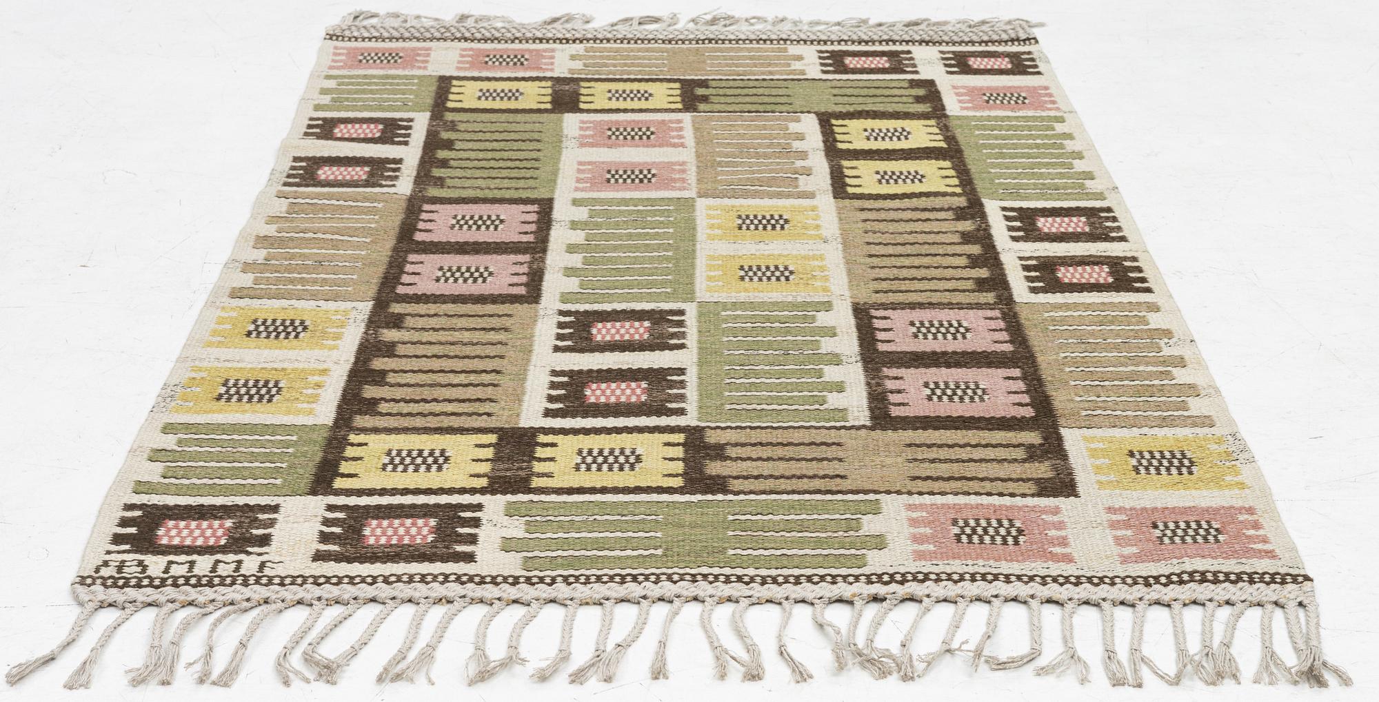 Märta Måås-Fjetterström, a carpet, 'Nyponblomman', flat weave, c. 163 x 105 cm, signed AB MMF.