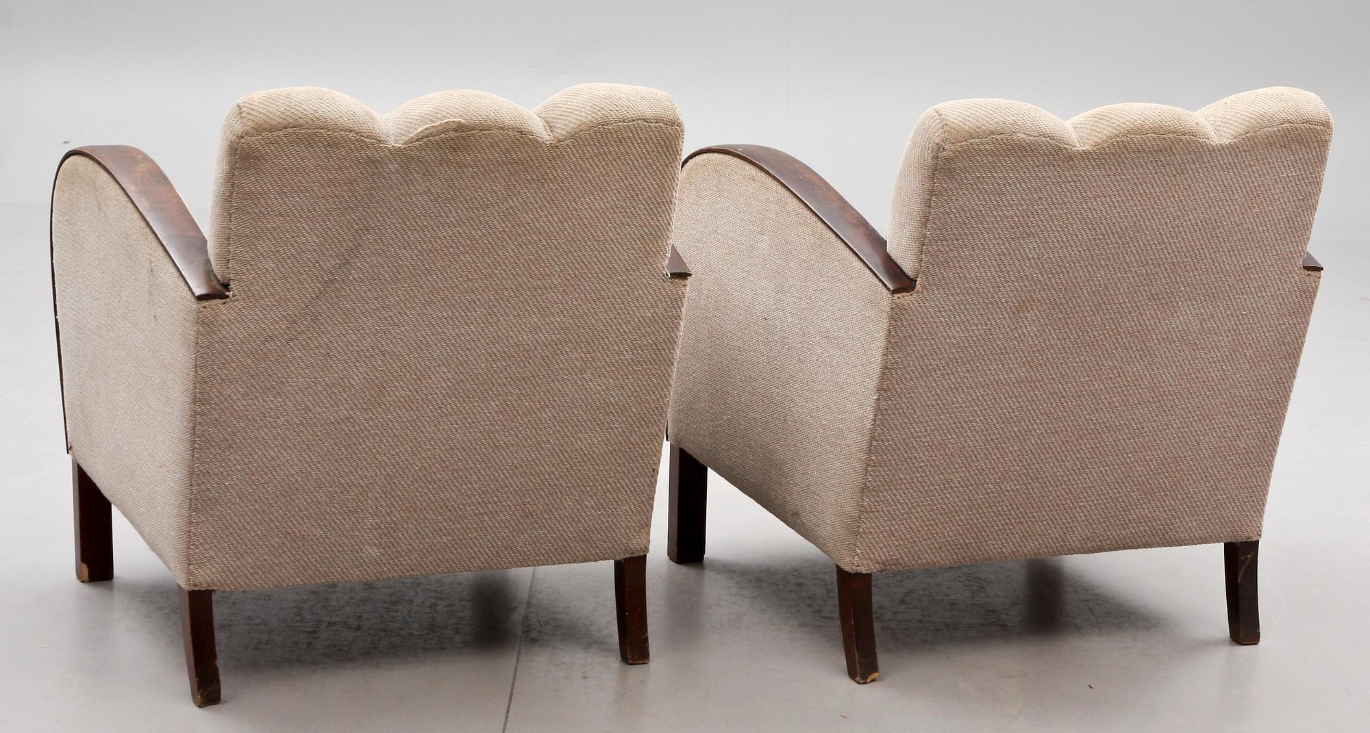 FÅTÖLJER, 4 st, Art deco, 1900-talets första hälft.