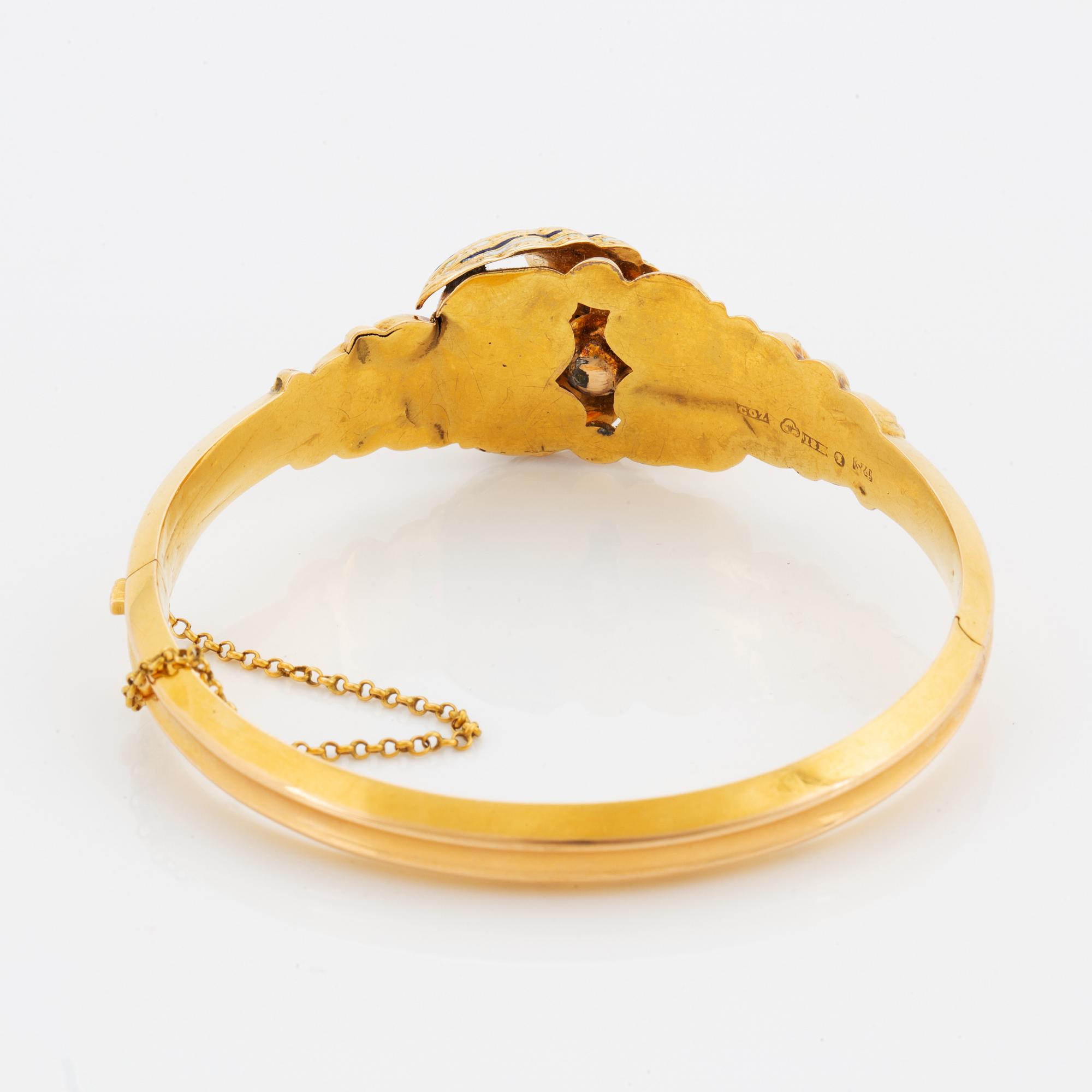 Armring 18K guld och emalj, Carl Otto Zetterberg, Stockholm, 1848.