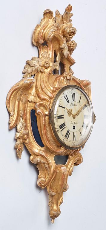 A Swedish Rococo 18th century wall clock by I. Ekström.