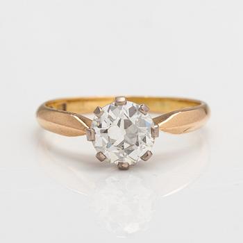Ring, 18K guld, gammalslipad diamant ca 1.20 ct. Karl Andersson, Stockholm 1908.