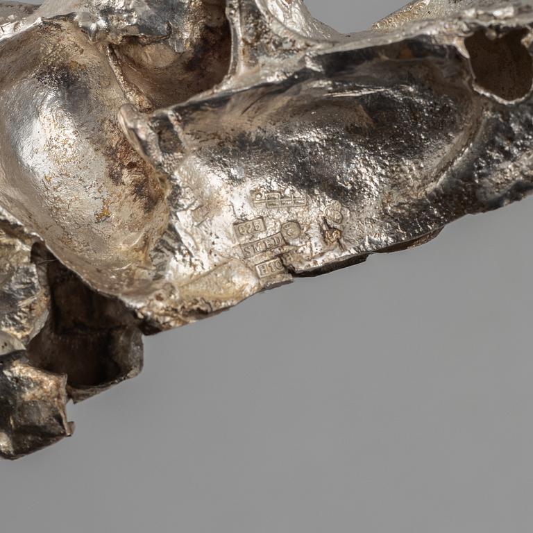A sterling silver sculpture, mark of Lars Arby, Gothenburg, Sweden 1982.