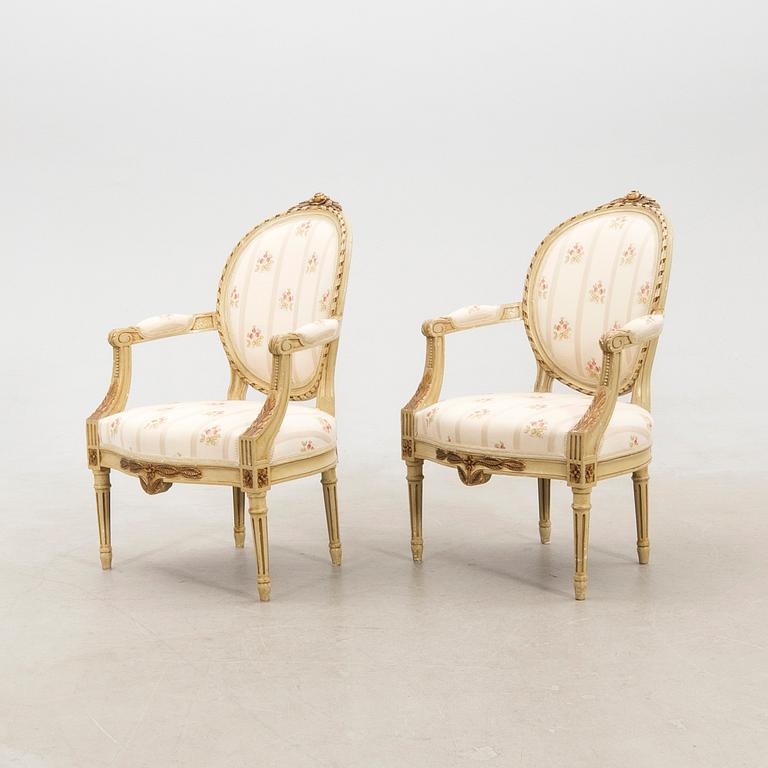 Armchairs in Gustavian style, first half of the 20th century.