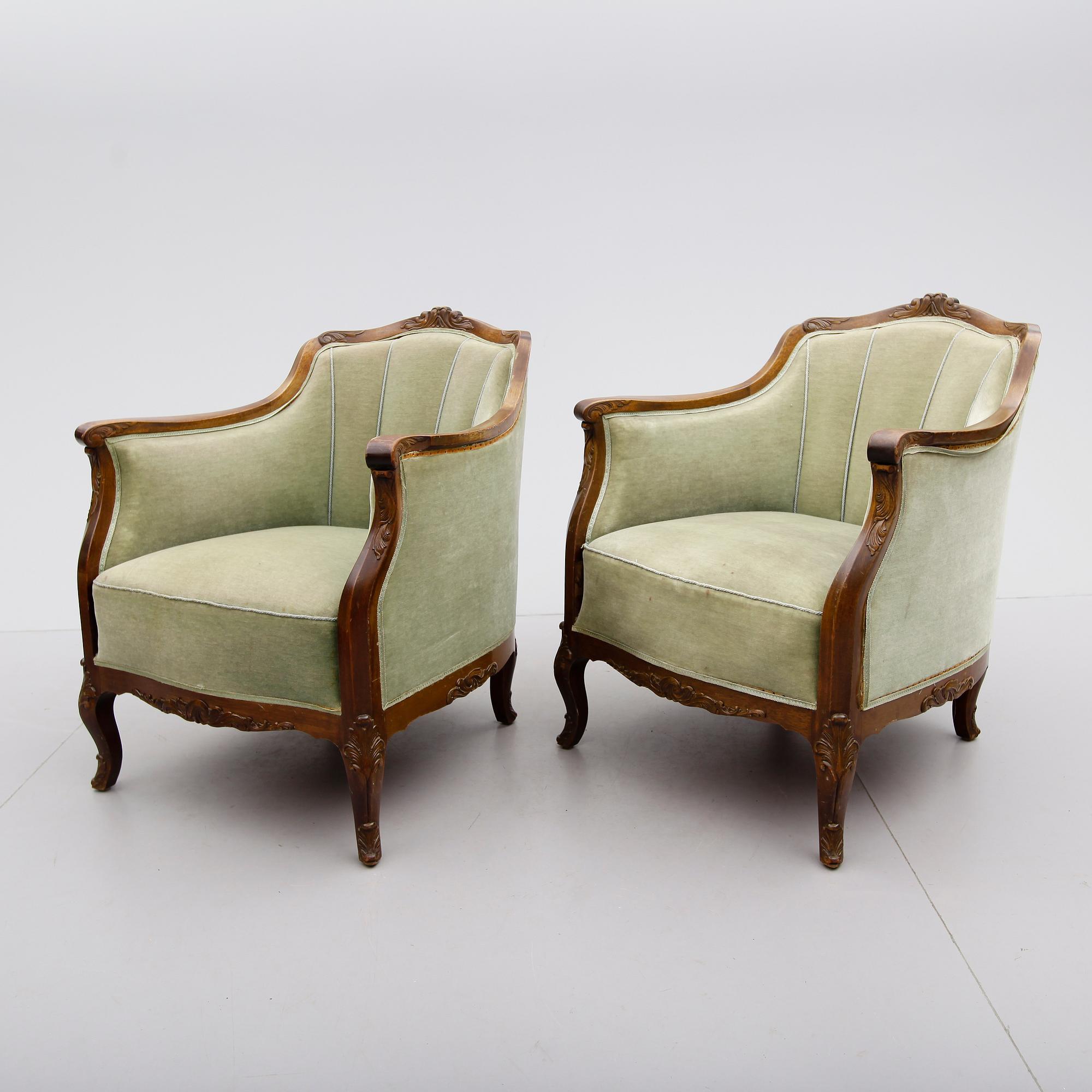 FÅTÖLJER, 1 par, 1900-talets första hälft.