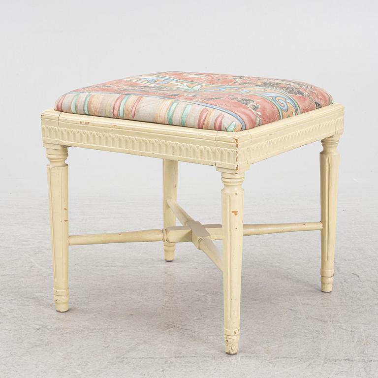 A Gustavian stool, circa 1800.