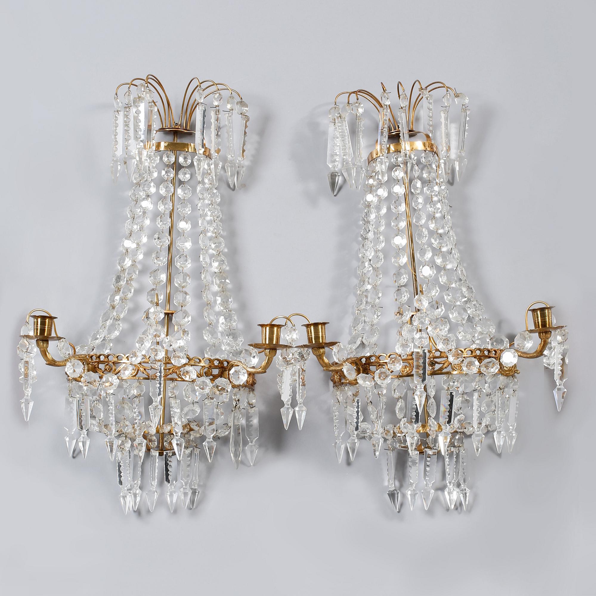 VÄGGLYSTRAR, ett par, empirstil, 1900-talets mitt/andra hälft.