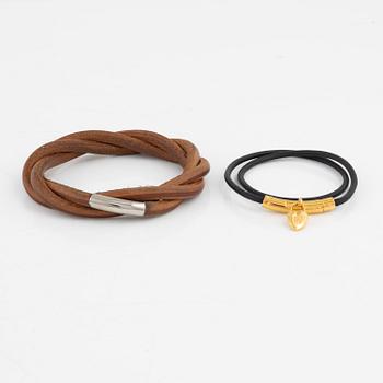 Hermès, two leather bracelets.