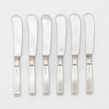 Jacob Ängman, smörknivar, 6 st, silver, "Rosenholm", GAB, Eskilstuna 1990-93.