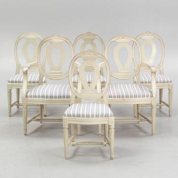 A set of six Gustavian style chairs, first half of the 20th Century.