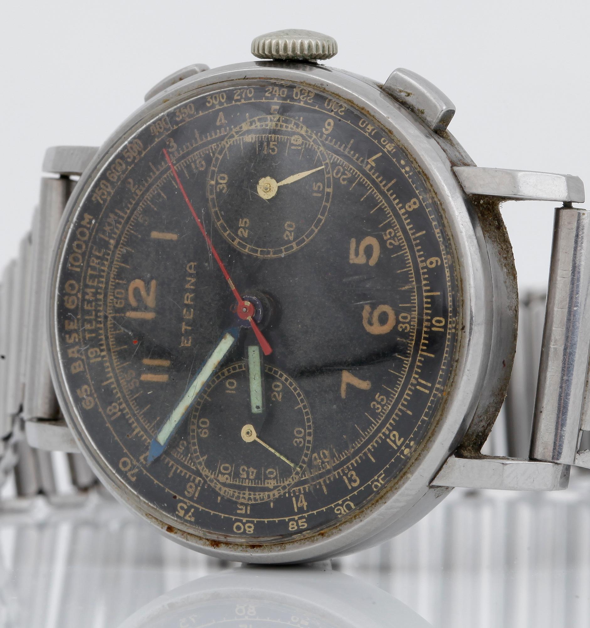 ARMBANDSUR, herr, Eterna "Telemetre", 1940-tal.