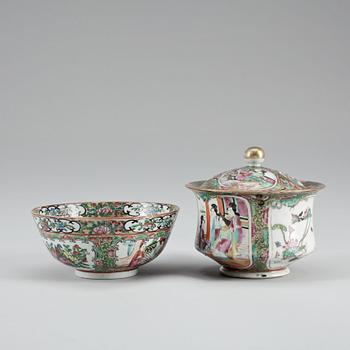 LOCKSKÅL SAMT SKÅL, porslin, Kanton, Kina 1800-tal.