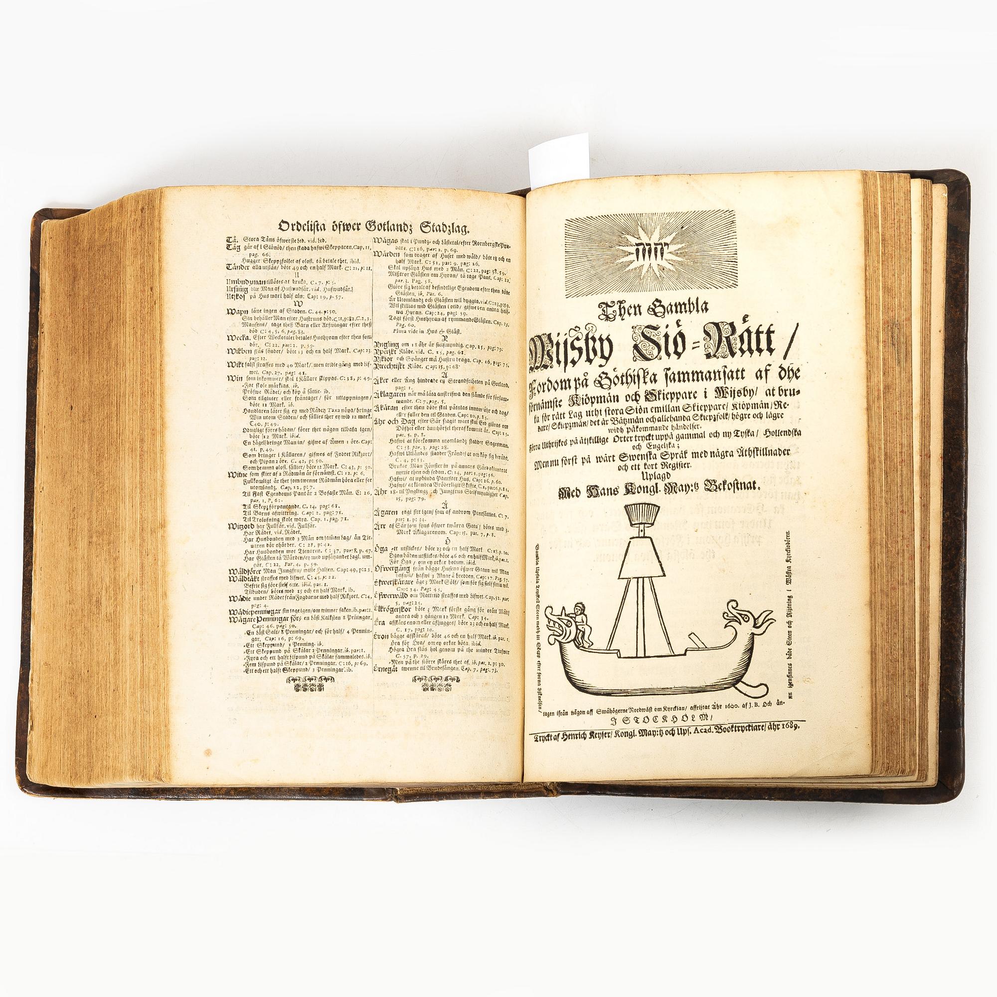 A Swedish law book from 1666 with the rare Björkö map.