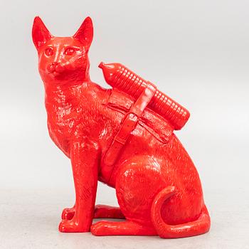 William Sweetlove, "Cloned Cat with Pet Bottle" (Red).