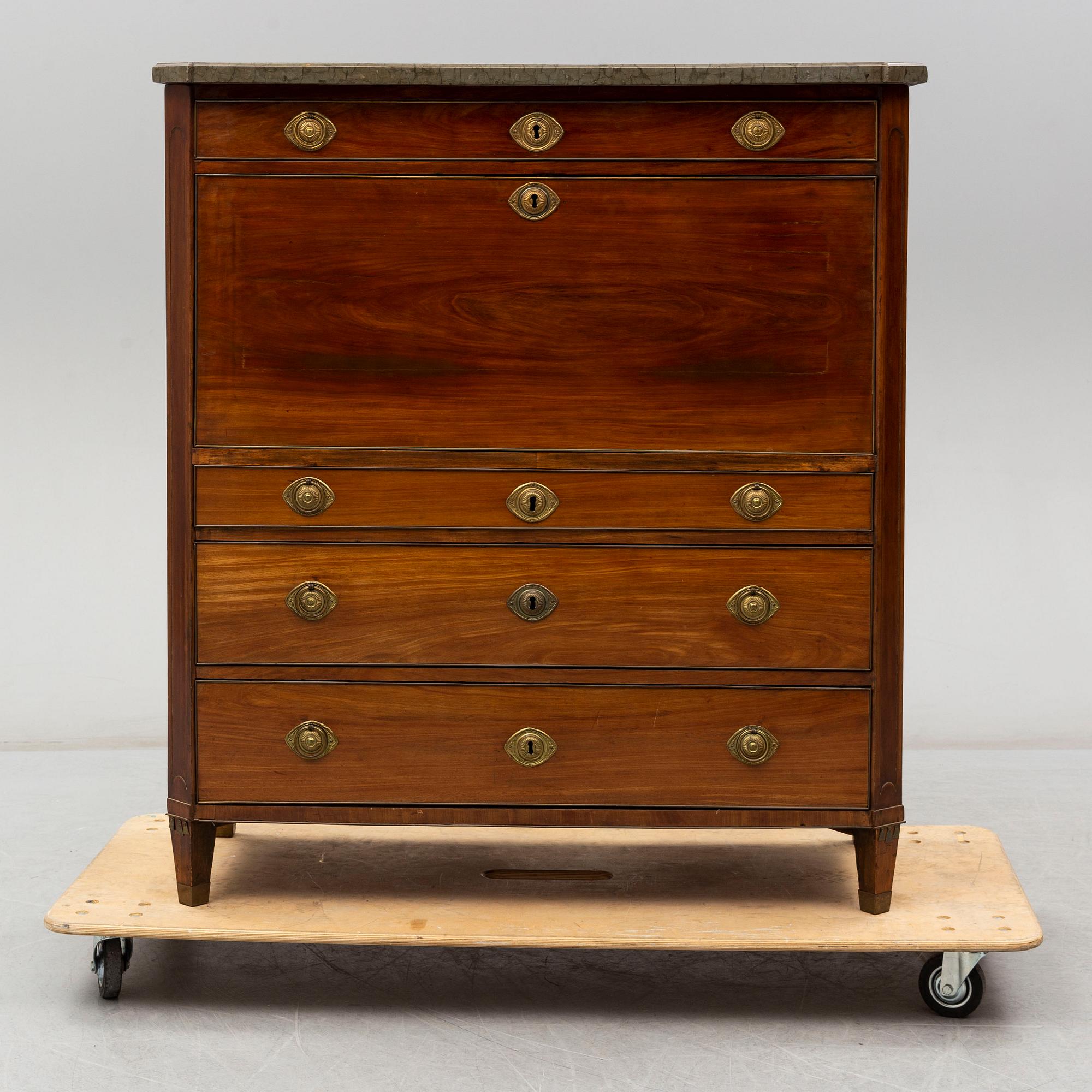 A Swedish late gustavian secretaire, late 18th century.