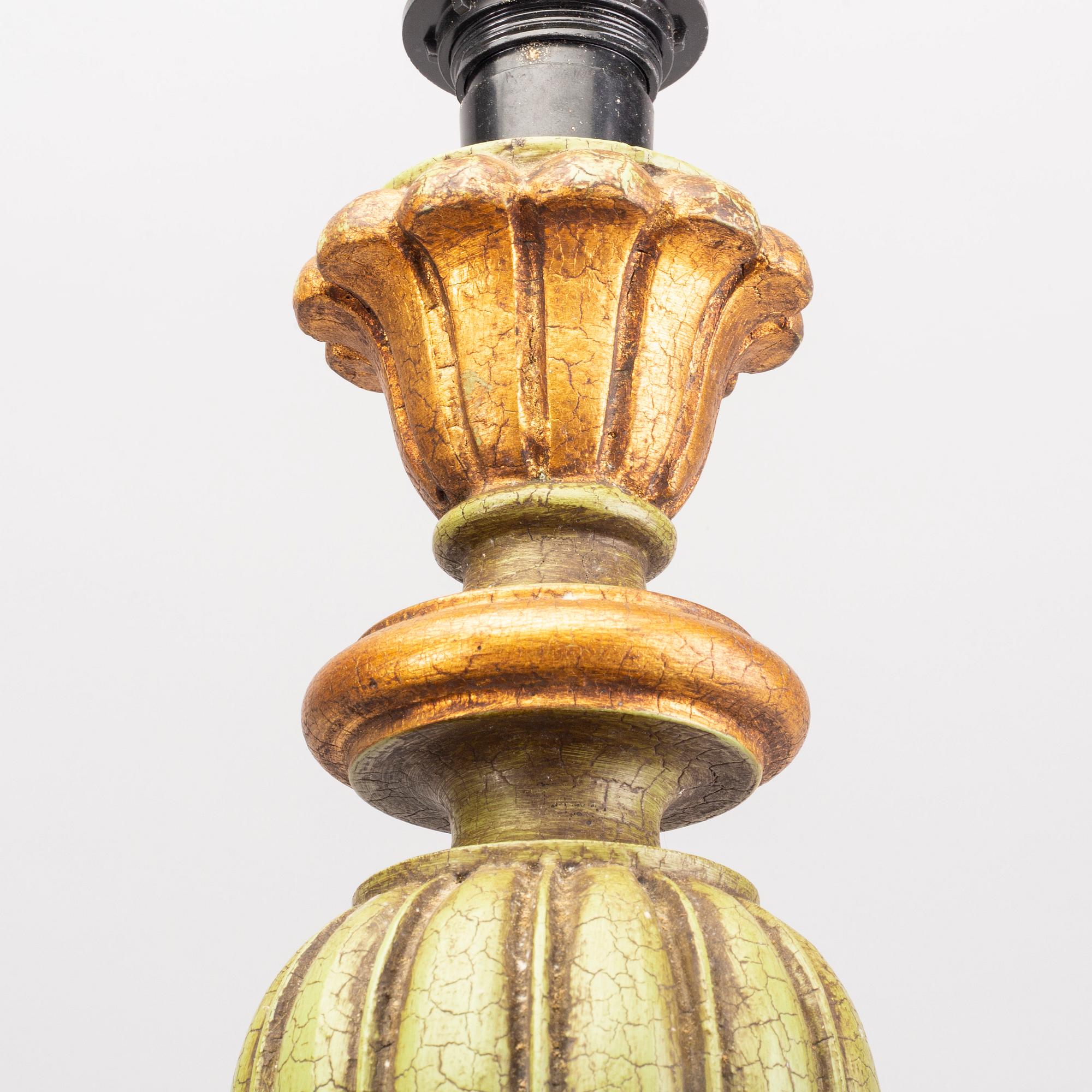 A pair of 20th century second half  wood table lamps from Paoletti, Firenze Italy.