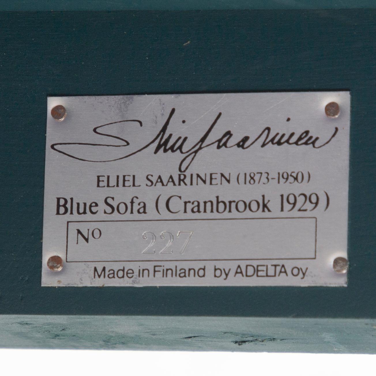 Eliel Saarinen, sofa "The Blue Settee", Adelta, Finland 1983.