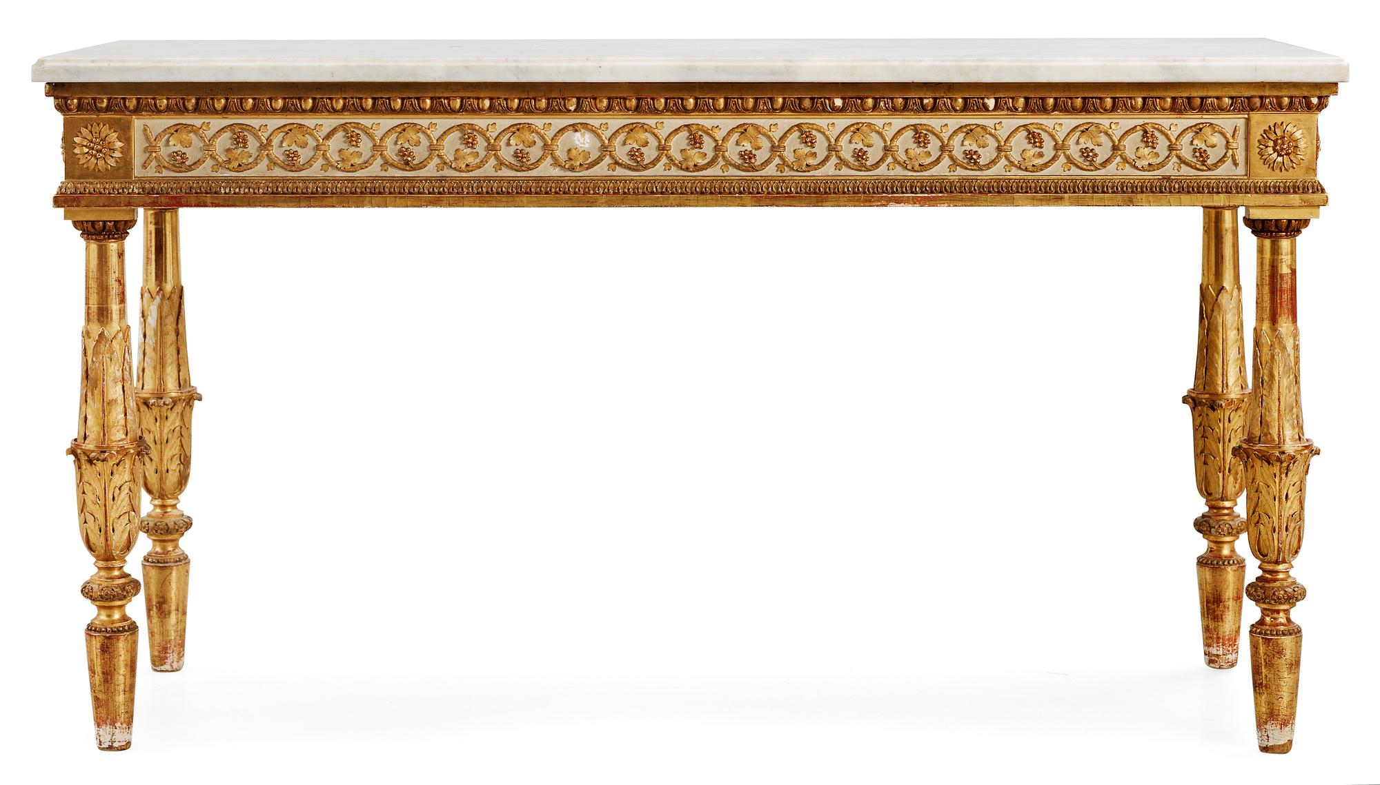 A late Gustavian late 18th Century console table. Design by Louis Masreliez and executed by Jean Baptist Masreliez.