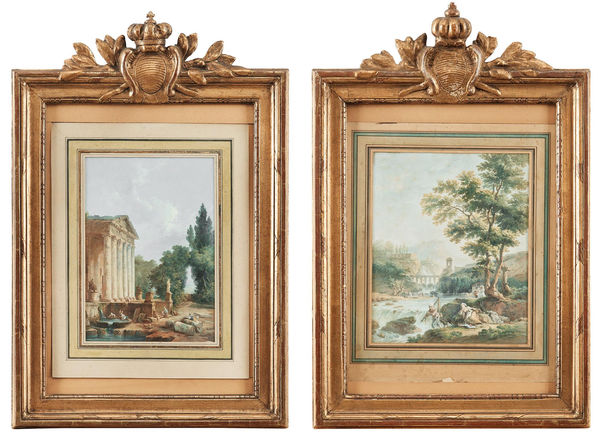French School, 18th Century. Two gouaches. Unsigned.