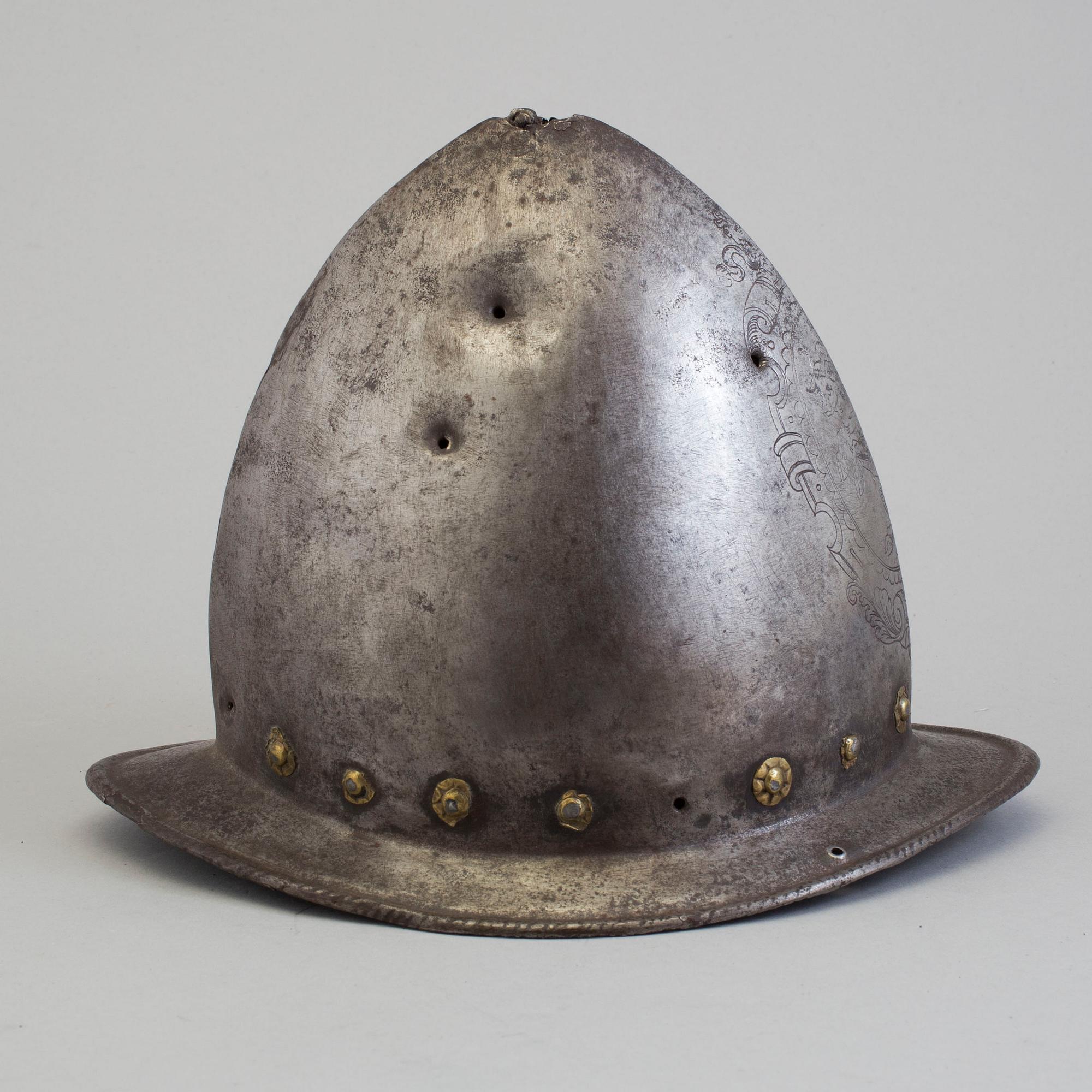 A 16th century cabasset helmet.