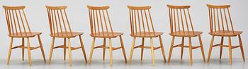 STOLAR, 6 st, "Fanett 65T", Ilmari Tapiovaara, Edsbyverken, 1950/60-tal.