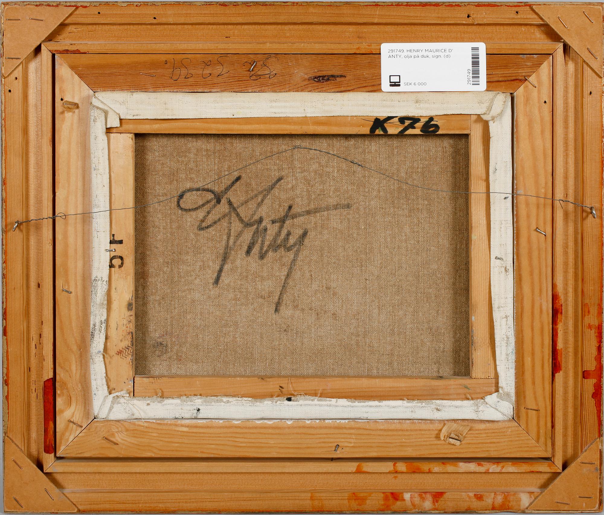 HENRY MAURICE D' ANTY, olja på duk, sign.
