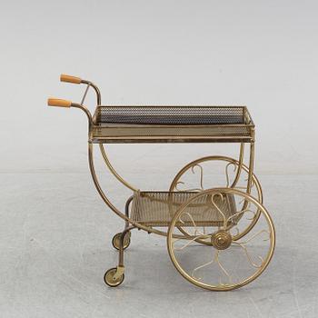 A brass serving trolley/drink trolley, possibly from Germany, second half of the 20th century.