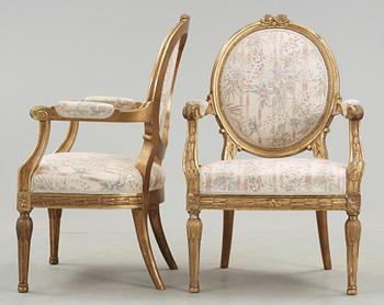 SALONGSGRUPP, 6 delar, gustaviansk stil, 1800-talets slut.