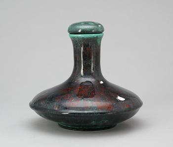 A Hans Hedberg faience bottle with stopper, Biot, France.