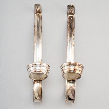 A pair of 20th century silver plated bottle holders.