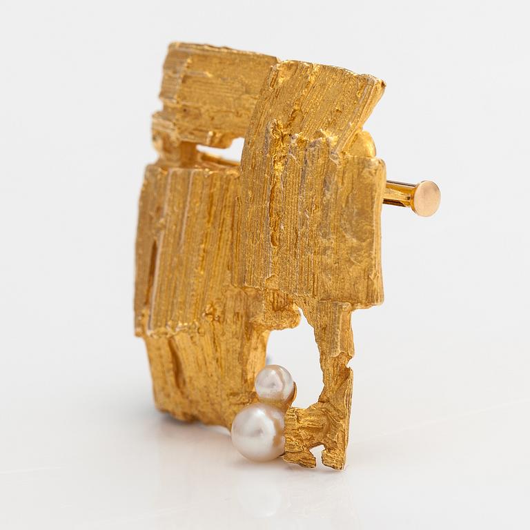 Björn Weckström, Brosch "Etude", 14K guld, odlade pärlor. Lapponia 1972.
