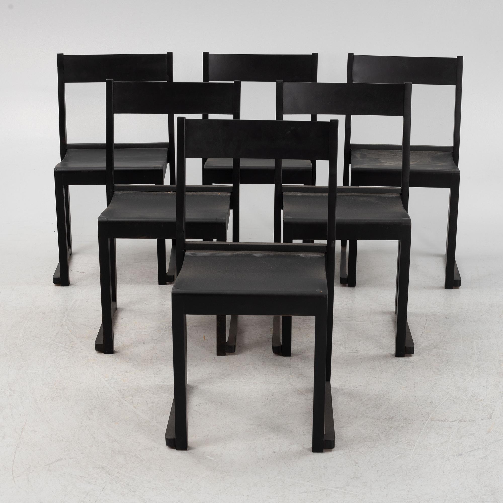 Sven Markelius, a set of six chairs, mid 20th Century.