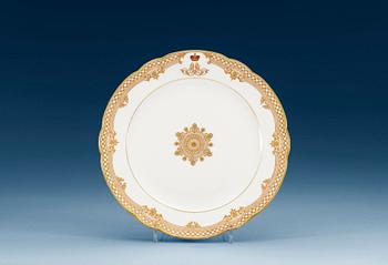 A Russian dinner plate, Imperial porcelain manufactory, period of Alexander II (1855-81).