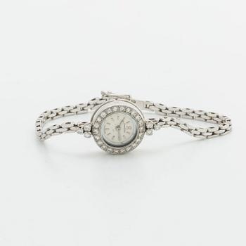 OMEGA ladies wristwatch, 15 mm, 18K whitegold, brilliant-cut diamonds approx 0,40 ct in total.