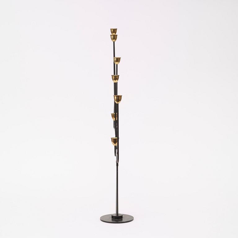 A Piet Hein 'Ursa Major' brass and black lacquered metal candelabrum, 1950's-60's.