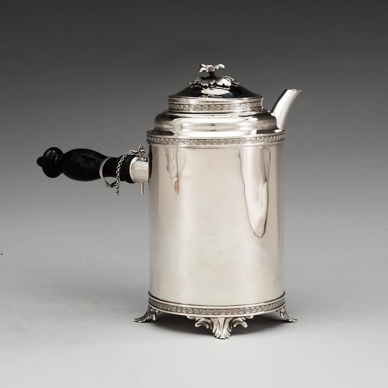 A Swedish 18th century silver coffee-pot, marks of Anders Fornholm, Stockholm 1791.