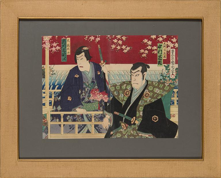 Utagawa Kunisada (Toyokuni III), Utagawa Kunisada, six woodblock prints, Kabuki actors.