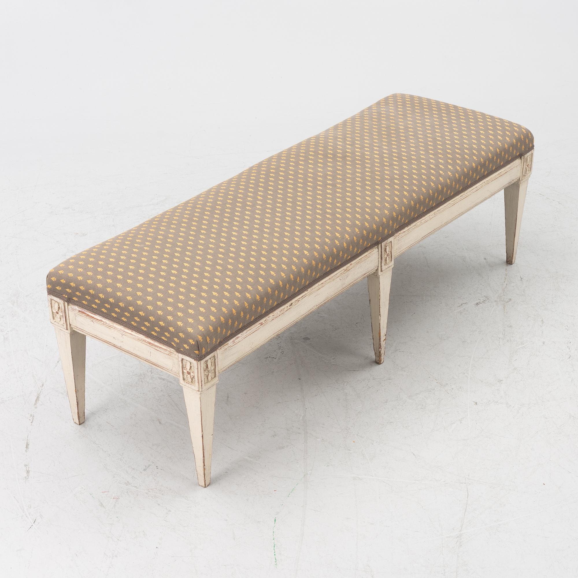 A Swedish Gustavian style bench, 19th century.,.