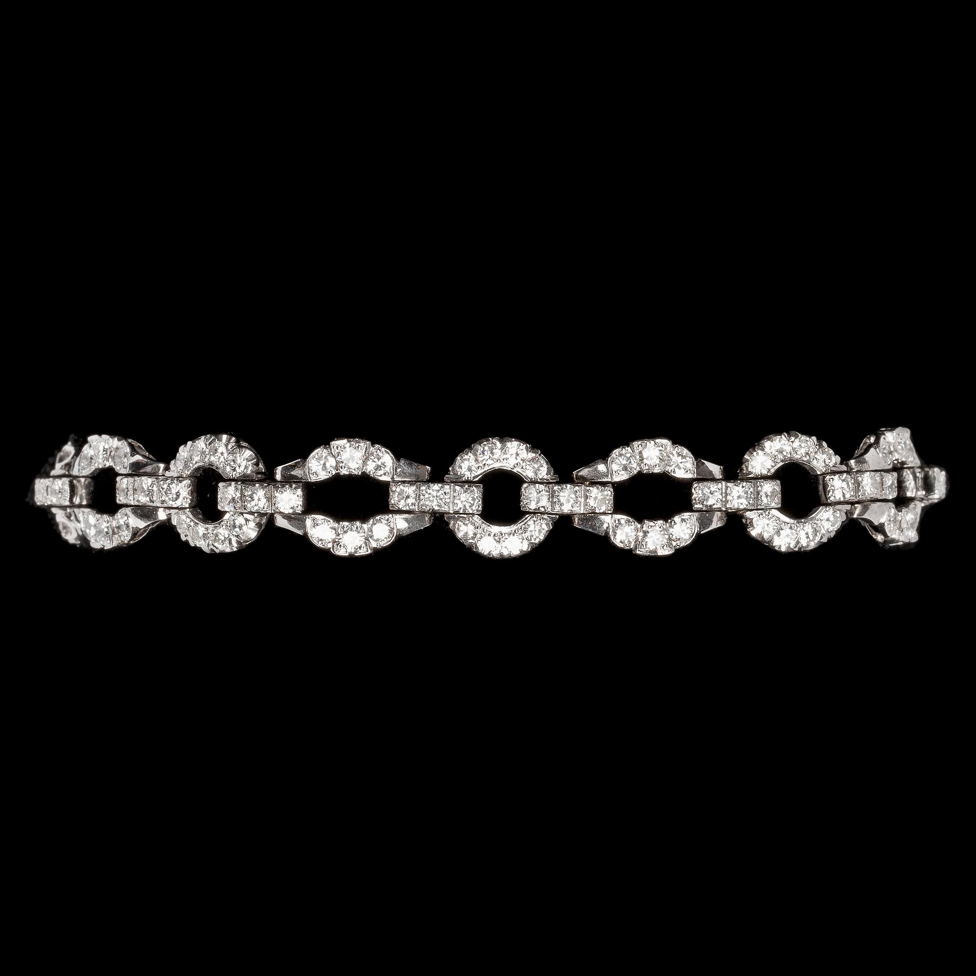 ARMBAND, briljantslipade diamanter, tot. ca 3.60 ct.