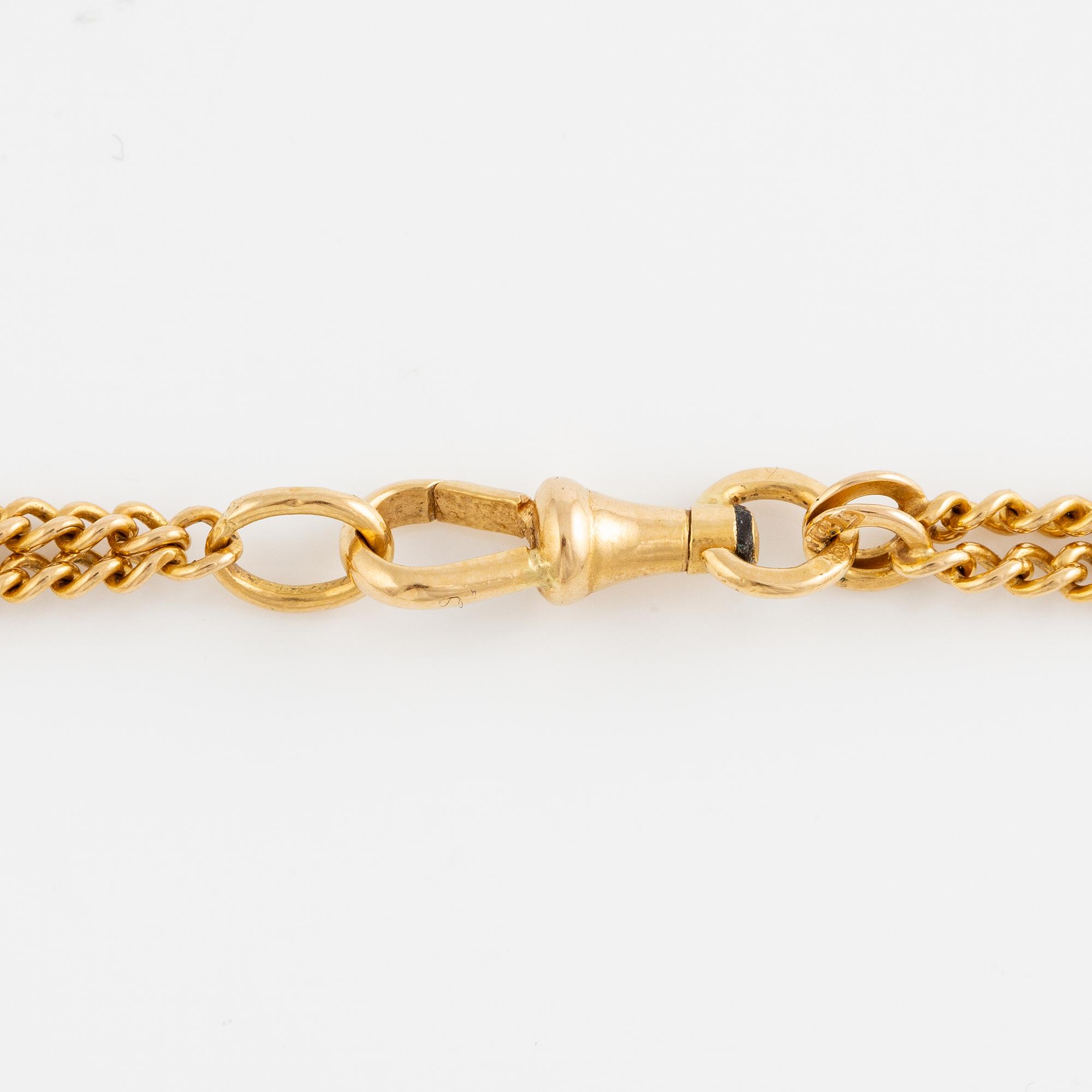 Bracelet and neck chain/watch chain, 18K gold.