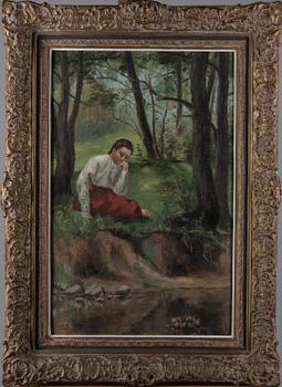 OKÄND KONSTNÄR, olja på duk uppfodrad på skiva, signerad S.B och daterad -04.