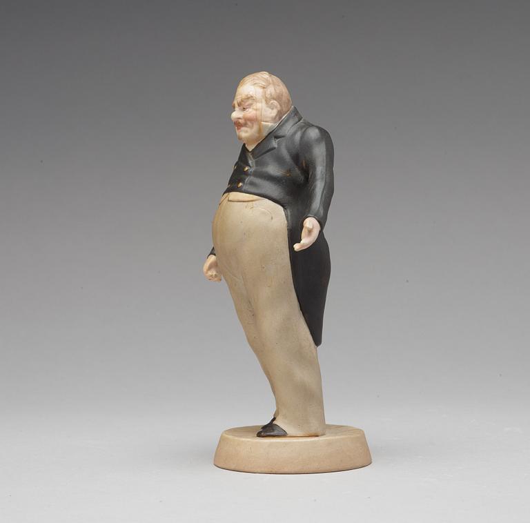 A bisquit porcelain figure of Sobakevich from Gogol's 'Dead Souls', Gardner, Moscow, 1880-1917.