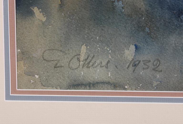 OLLERS, EDVIN, akvarell. Sign o dat 1932.